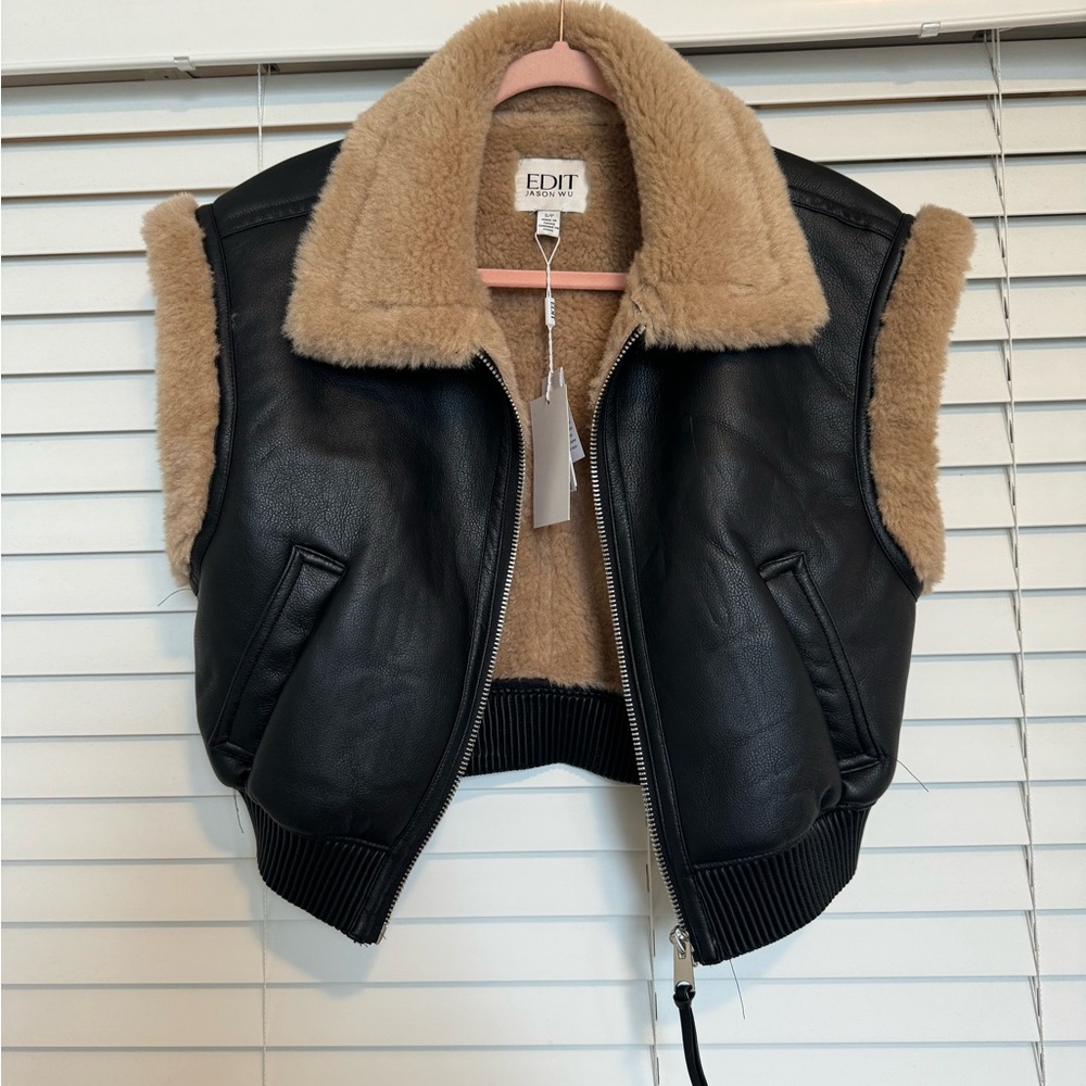 Black and Tan Shearling Vest by EDIT Jason Wu